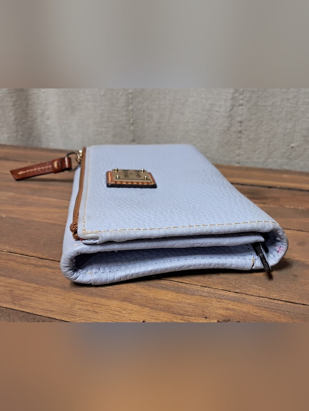 Dooney & Bourke Pebble Grain Folded Zip Wristlet Wallet - Glacier Blue - Picture 11 of 11